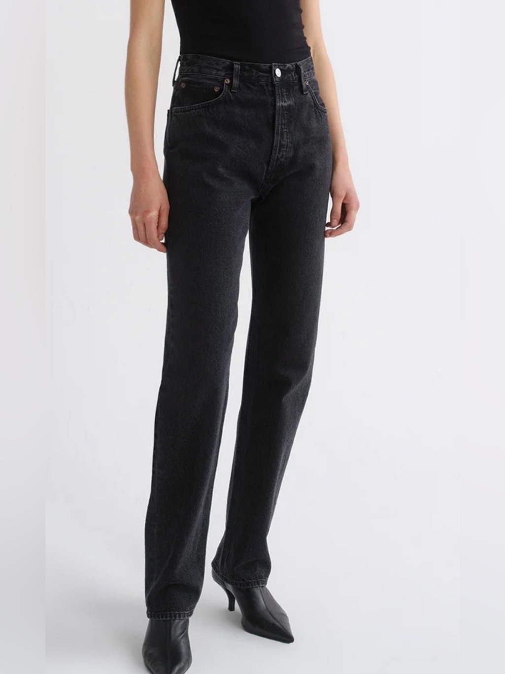 Agolde 90s Pinch In Washed Black Sz 27